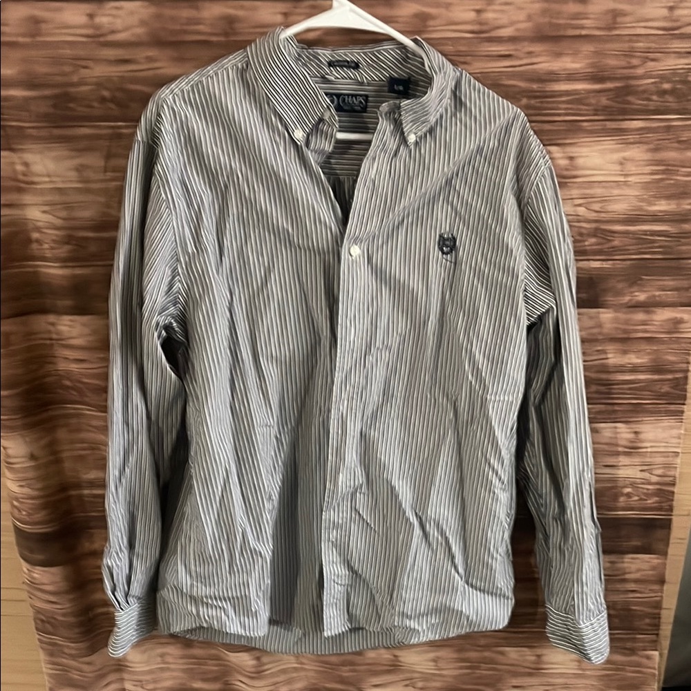 Chaps White and Black Casual Button Down Shirt